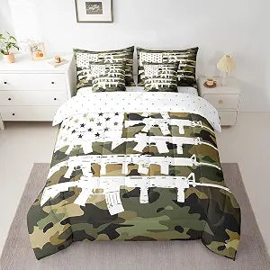 jejeloiu American Flag Comforter Set with Sheets 7 Piece Twin Size