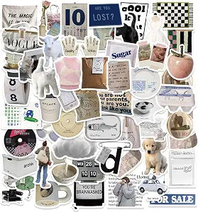 ZJSXINDI Stickers Aesthetic Waterproof Laptop Stickers Decals 57 Pcs for Water Bottle Laptop Computer Skateboard Bumper,Aesthetic Vsco Vinyl Stickers for Kids Teens Girls (Khaki)