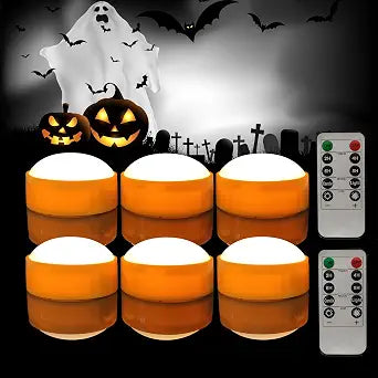 6 PCS Halloween LED Pumpkin Lights with Remote and Timer, Orange Color
