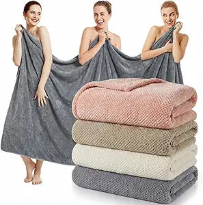 Newwiee 4 Pcs Oversized Bath Towels 40'' x 80'' Extra Large Bathroom Sheet Towels for Adults Quick Dry Soft Absorbent Fluffy Microfiber Shower Sheet for Beach Hotel Spa(Warm Colors)