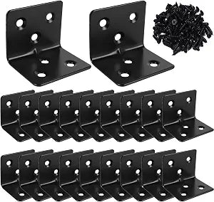 20PCS Corner Braces Heavy Duty Stainless Steel L Shape Brackets 1.2"x 1.2" x 1.5" (30x30x38mm),90 Degree Joint Right Angle L Bracket for Wood Shelves Cabinet Furniture