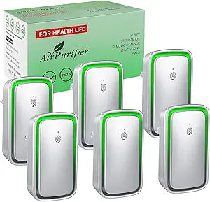 2026 Upgraded Plug in Air Purifier for Home, Ionic Air Ionizer for Pet Smell Smoke Dust, Filterless Negative Ion Generator Mini Air Cleaner for Bedroom Kitchen Bathroom (6-Pack,Silver)