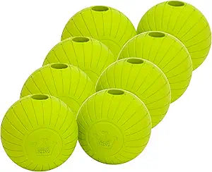 Chew King by Mammoth Supreme Rubber Dog Fetch Balls (8-Pack), Durable 3 Natural Rubber Balls with Safety Air Vent, High Bounce Fetch Toys for Aggressive Chewers, Launcher Compatible - Yellow