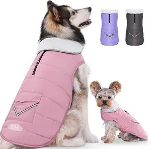 Dog Winter Coat for Extra Large Dogs, Easy on 3XL Dog Snow Jacket Velcro Waterproof Pet Puffer Clothes with Harness Hole Adjustable Reflective Quilted Pet Cold Weather Vest for Girl Female