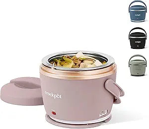 Crock-Pot 20oz Portable Electric Food Warmer, Personal Lunch Box Keeps Food Spill-Free & Warm, Ideal for Travel, Work, School, Car, On-the-Go, Dishwasher-Safe, Giftable, Blush Pink