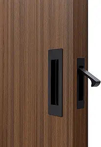 Dontay Sliding Pocket Door Handles, 304 Stainless Steel Non Locking Pocket Door Hardware, Recessed Flush Finger Pulls, Heavy Duty Edge Pull (4 Set, Matte Black, 4.72 Inch)