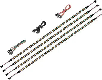 BTF-LIGHTING WS2812B IC PC Light Strip 4PCs 19in Individually Addressable for 5V 3Pin LED Headers for Asus Aura,Gigabyte RGB Fusion, MSI Mystic Light