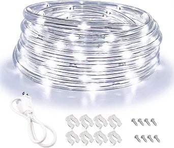 Outdoor 16ft Cool White LED Rope Lights, 120V IP65 Decor