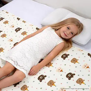 Waterproof Crib Mattress Protector 2 Pack, Reusable Washable Bed Wetting Pee Pads for Kids Toddler & Pets, Party Bear 39 x 54 Inch, Absorbent Waterproof Crib Sheets