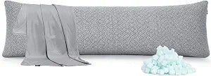 Rainmr Extra Long Body Pillow Memory Foam 180x50cm  Firm King Size Body Pillows for Adults  with Gray Cooling Cover 20 x 70 inches