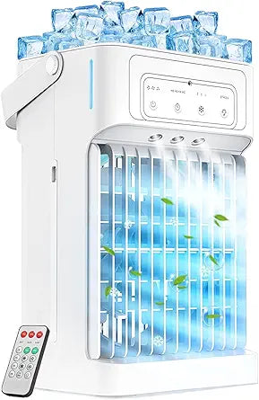 Portable Air Conditioners, 3 Speeds, 3 Mist Settings, 40oz Large Water Tank, 2~8h Timer & Night Lights, Air Conditioner Portable, Small Mini Personal Air Conditioner Air Cooler for Room Bedroom