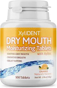 XyliDENT Xylitol Tablets for Dry Mouth Relief - Orange, 100 Count