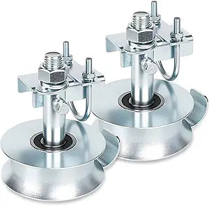 5" Sliding Gate Rollers, Track Wheel Sliding Rollers Single U, Compatible with 1-5/8" Track Pipe, 1-7/8" Chain Link Fence Gate Frame, Galvanized Steel Gate Hardware Kit 2 Pack