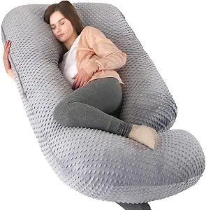 U-Shaped Full Body Pregnancy Pillow for Sleeping  57" Maternity Pillow with Removable Cover, Support for Back, Legs, Belly & Hips (Velvet-Black Grey)