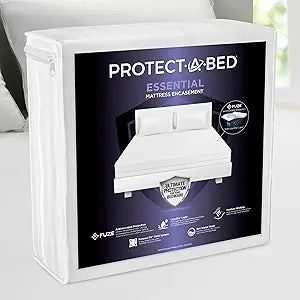Protect-A-Bed Essential Zippered Mattress Encasement Twin, 100% Waterproof Top, Bed Bug Resistant, Dust Mite Barrier Mattress Encasement, Breathable & Quiet, Antimicrobial, Fits 6"-11" Mattresses