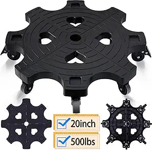 20 Inch Plant Caddy With Wheels - Heavy Duty Outdoor Indoor Rolling Plant Stand With Casters Black Plant Dolly Large Potted Planter Cart For Big Flower Pots Plants Pots, Heart Shaped Garden Pot Mover