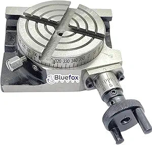Bluefox 3" (80mm) Rotary Table Horizontal & Vertical HV Milling Table with 4 T-Slot Bolting for Precision Metalworking & CNC Machining Tools  Durable Cast Iron Body