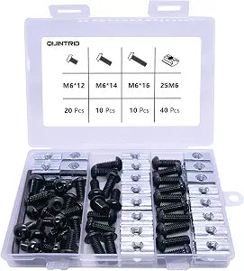 80 pcs M6 T Nut and Screws Kit, 40pcs M6 x 12/14/16mm Stainless Steel Head Socket Cap Screws, 40pcs Sliding T Nut and 1pcs Hex Wrench, for 1010 Aluminum Extrusion Hardware (Black)