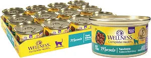 Wellness Complete Health Cubed Adult Wet Cat Food, Natural, Protein-Rich, Grain Free, 3 Ounce, 24 Pack, (Tuna Entre)