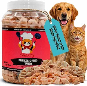 Tuna Cat Treats, 100% Wild Caught | Freeze Dried Dog Treats, High Protein | Grain-free, Single Ingredient Cat & Dog Food Toppers | No Additives or Preservatives | Inspected & Tested in USA | 8.5 oz