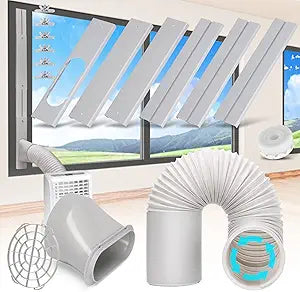 Portable Air Conditioner Window Vent Kit with 5.9Γ Exhaust Hose Adjustable Portable AC Window Kit for Ducting Universal Portable AC Seal Panel for Horizontal&Vertical Window