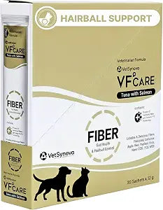 Fiber for Cats & Dogs  Tuna with Salmon  Cat Hairball Remedy & Cat Constipation Relief  6 Functional Fibers with Prebiotics for Gut Health, Hairball Control  30 Sachets