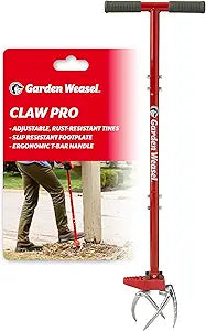 Garden Weasel Claw Pro Garden Tiller and Cultivator Tool  Twist-Action Soil Loosener with Adjustable Carbon Steel Tines, Ergonomic Handle, and Footplate Latest Model 91334-3