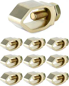 QWORK Direct Burial Ground Rod Clamp, 10 Pack 5/8" Diameter Copper Mechanical Connectors