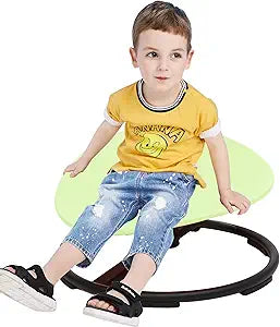 Kids Sensory Swivel Chair - Round Spinning Chair Seat for Balance, Coordination - Sensory Therapy Stool for Kids with Autism & ADHD - Active Indoor Play Set for Home & Classroom (Green)