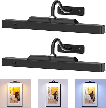 Picture Light, 4400mAh Black Rechargeable Battery Operated Wireless Art Light, Cordless Dimmable Remote Magnetic Lighting for Wall Art Frame Gallery(12 in, Black)
