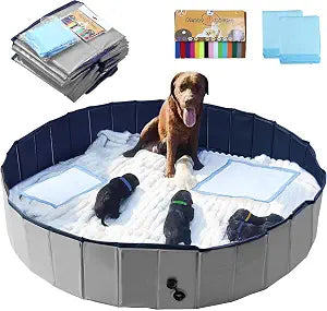 Artilife Dog Whelping Box,Dog Whelping Box Pool,Whelping Box for Dogs Birthing,Welping Box Whelping Pen Whelping Box for Puppies Whelping Supplies (Grey, 63" Dia.x12 H)