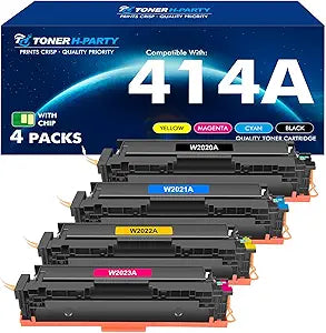 414A Toner Cartridge 4 Pack M479fdw Compatible Replacement for HP 414A Toner Cartridge 414X W2020A Color LaserJet Pro MFP M479fdw M479fdn M454dw M454dn Printer Ink with Chip Black Cyan Yellow Magenta
