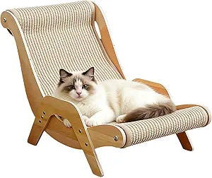 Extra Large Cat Scratching Lounge - Multi-Layer Solid Wood & Sisal, XXL Cat Scratcher and Bed for Large Cats, Furniture Protector with 110lb Capacity