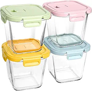 Borosilicate Glass Soup Containers with Lids, 4 Cup/32 oz, 4 Pack