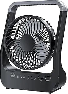 Dorobeen Portable Battery Desk Fan, 20000mAh USB Rechargeable, Timer Function, Quiet Operation, for Office, Home, Camping