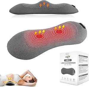 USUIE 3-in-1 Rechargeable Electric Lumbar Support Pillow with Heat & Massage & Traction, Ergonomic Lower Back Massager for Pain Relief Deep Tissue, Ideal for Car/Bed/Sleeping/Office Chair/Travel