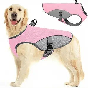 Dog Cooling Vest for Extra Large Dogs, Dog Cooling Jacket with Mesh and D Ring, Pet Reflective Stripe Cooler Coat for Hot Summer, Pink-3XL