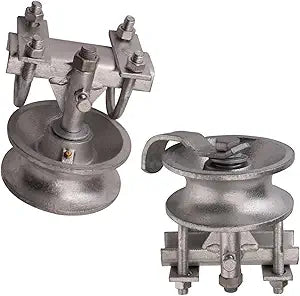 Sliding Gate Rollers, 5" Rear Pipe Track Wheels for Chain Link Sliding Gates, 1 7/8" Round Post, 1 7/8" or 1 5/8" for Chain Link Fence Gate Frame, Double U - Pack of 2