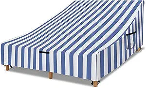 Waterproof Double Chaise Lounge Cover,600D Heavy Duty 82Inch Double Wide Patio Chaise Lounge Chair Covers-Blue