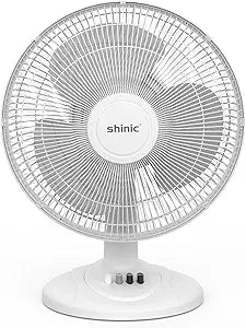 shinic 12-Inch Oscillating Table Fan, 3-Speed Quiet Desk Fan with Adjustable Tilt & Safety Grill, ETL Listed Portable Tabletop Fan for Bedroom, Home Office, Kitchen, Dorm