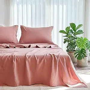 LUTBM King Sheet Set 100% Cotton Bed Sheets Gauze 4 Pcs Mocha Brown Muslin King Sheets Set 16" Deep Pocket Sheet & Pillowcase Sets Breathable Boho Soft All Season Bedding Sets