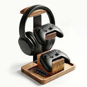 MINCORD Acacia Wood Headphone Stand with Controller Holder