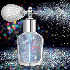Body Glitter Spray, Loose Body Shimmer Powder Hairspray Fine Glitter Sparkle Highlighter Powder Makeup Mardi Gras Festival for World Cup Concert Party Rave Clothes Hair Face (Glint-Rainbow)
