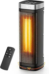 17 Inches Space Heater, 1500W Electric Heaters for Indoor Use with Thermostat, 70┬░ Oscillation, 5 Modes, Remote, 12H Timer, Quiet Portable Heater for Office, Bedroom, Large Room