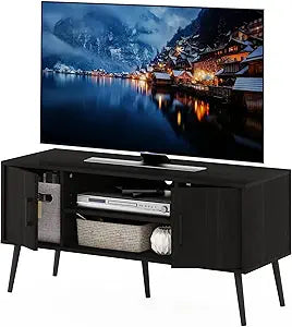 Furinno for 55 Inch TV, Entertainment Center with 2 Storage and Open Shelves, Mid Century TV Stand, Espresso