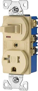 Eaton TR291V 15 Amp 120V 5-15 3-Wire Combination Receptacle & Toggle Switch, Ivory