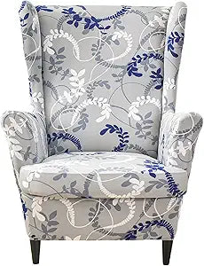 KRFOONN Wingback Chair Covers Slipcovers 2 Piece Stretch Wing Chair Covers Spandex Slipcovers Wingback Sofa Covers Armchair Covers Non-Slip Furniture Protector for Living Room Wingback Chairs, A17
