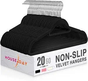 HOUSE DAY Premium Velvet Hangers 20 Pack, Non-Slip Hangers with Tie Bar