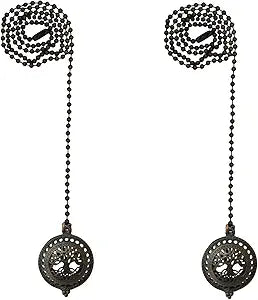 Royal Designs, Inc. FP-1033-ORB-2 Adjustable Ceiling Fan Pull Chain Extension with Tree of Life Ornament, 24 inch, Oil Rubbed Bronze, 2-Pack