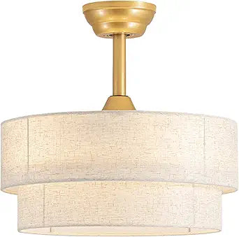 Boho Ceiling Fans with Lights, Coastal Fandelier Chandelier Ceiling Fan with Light Remote Control, Caged with 6 Speeds for Bedroom, Nursery (Beige)